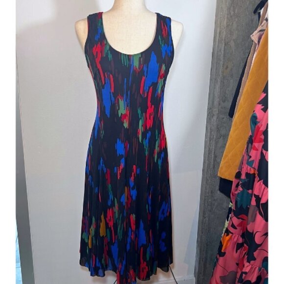 PETIT POIS BY VIVIANA G Multicolored Brushstroke Mesh Tank Dress Size L - Picture 4 of 10